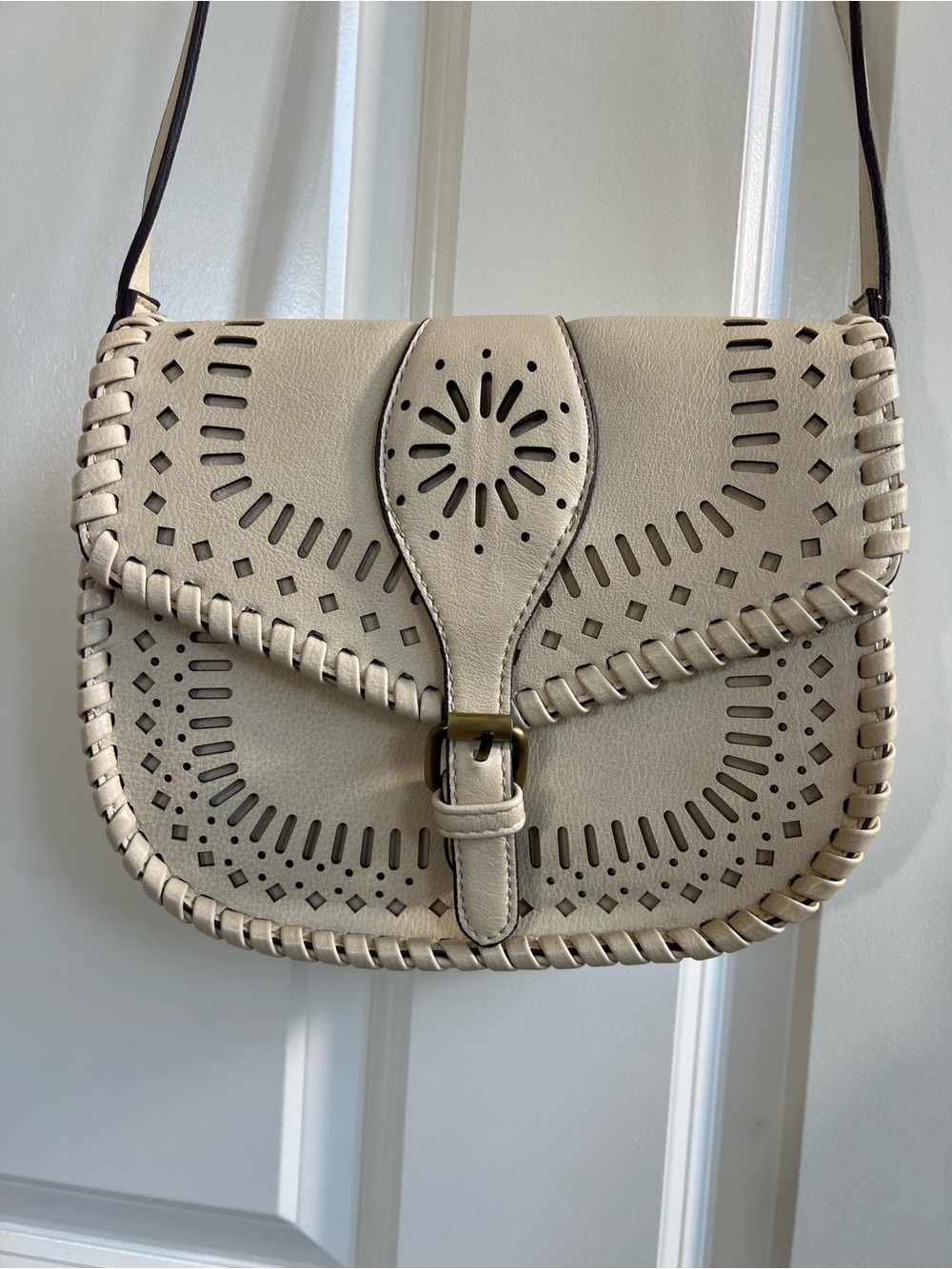 Sole society Laser-Cut Saddle Crossbody Bag